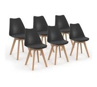 IDMarket - Lot de 6 chaises scandinaves SARA noires pour salle à manger