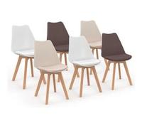 Lot de 6 chaise de bureau id market interieur non empilable non pliable H. 79.5 cm en bois beige blanc G
