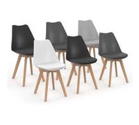 IDMARKET Lot de 6 chaises de salle à manger SARA scandinaves gris clair, blanc, gris foncé x2, noir x2
