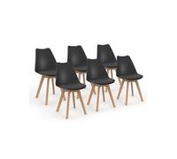 IDMarket - Lot de 6 chaises scandinaves SARA noires pour salle à manger