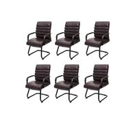 Lot De 6 Chaises De Conférence Hwc-H31, Chaise De Salle À Manger Cantilever Vintage Imitation Daim Métal Similicuir Marron Multicolore