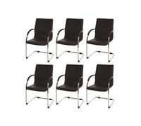 Lot de 6 chaises de salle à manger Samara, chaise de cuisine à piétement luge, acier brun