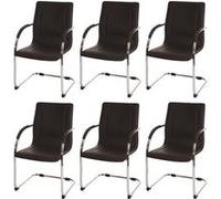 Lot De 6 Chaises De Salle À Manger Samara, Chaise De Cuisine À Piétement Luge, Acier Brun Multicolore