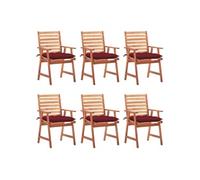 Vidaxl Chaises À Dîner D'extérieur 6 Pcs Avec Coussins Acacia Massif