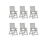 Lot de 8 Chaises Inclinables de Jardin avec Coussins Siège Gris Acacia vidaXL