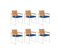 vidaXL Chaises de jardin 6 pcs. avec coussins bois massif acacia
