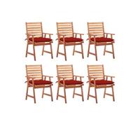 Chaises à manger d extérieur lot de 6 et coussins Acacia massif