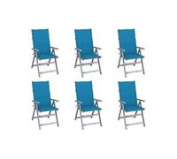 Lot de 6 chaise en acacia non pliable exterieur H. 111 cm bois