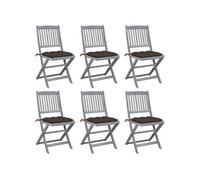 Vidaxl Chaises Pliables D'extérieur 6 Pcs Avec Coussins Bois D'acacia
