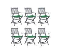 Vidaxl Chaises Pliables D'extérieur 6 Pcs Avec Coussins Bois D'acacia
