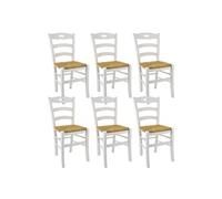Lot de 6 chaise en bois massif non empilable non pliable H. 88 cm interieur blanc