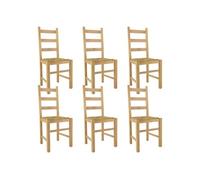 ORTA - Lot de 6 Chaises Naturelles et Assises en Paille - Altobuy Beige