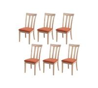 Mendler 6X Chaise de Salle à Manger HWC-G46 Tissu/Textile Bois Massif Cadre Naturel Orange