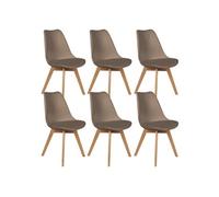 MEDALINE - Lot de 6 Chaises Scandinaves Taupe