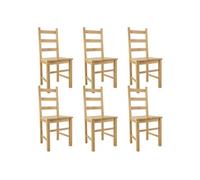 ORTA - Lot de 6 Chaises Naturelles et Assises en Bois - Altobuy Beige