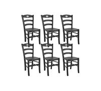 Lot de 6 chaise en bois non empilable non pliable interieur H. 88 cm noir