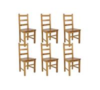 ORTA - Lot de 6 Chaises Teinté Chêne et Assises en Bois