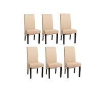 6x chaise salle à manger M37 cuir, crème, pieds foncés