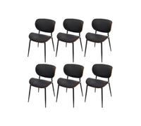 Lot de 6 chaises de salle à manger HWC-O45 280g/m² imitation noyer, noir
