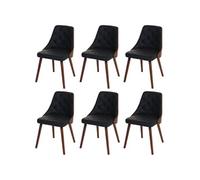 6x Chaise De Salle À Manger Osijek, Fauteuil, Aspect Noix, Bois Cintré Similicuir, Noir Noir