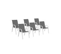 IDMarket - Lot de 6 chaises de Jardin LYMA empilables Gris