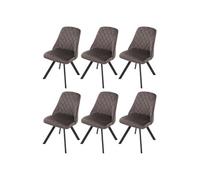 Lot de 6 chaises de salle à manger HWC-K25, chaise de cuisine, métal velours brun foncé