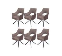 Lot de 6 chaises de salle à manger HWC-K30, fauteuil de cuisine, pivotant Auto-Position, tissu/textile brun-brun foncé