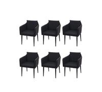 Lot de 6 chaises de salle à manger HWC-H93, chaise de cuisine fauteuil similicuir noir