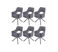 Lot de 6 chaises de salle à manger HWC-K30, fauteuil de cuisine, pivotant Auto-Position, tissu/textile corde-gris foncé