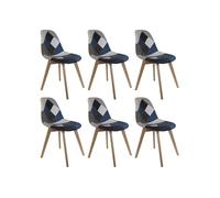 AltoBuy Damas - Lot de 6 Chaises Patchwork Bleu et Gris