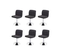 Lot de 6 chaises de salle à manger Kavala, chaise de cuisine, tissu/textile chrome pivotant gris foncé