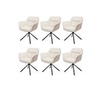 Lot de 6 chaises de salle à manger HWC-K33, chaise de cuisine, pivotante Auto-Position, tissu/textile similicuir, crème