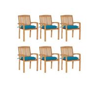 Lot de 6 chaise en teck empilable non pliable H. 93 cm exterieur bois