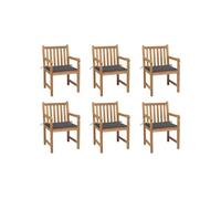 Lot de 6 chaise en teck non pliable exterieur H. 90 cm gris