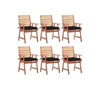 Vidaxl Chaises À Dîner D'extérieur 6 Pcs Avec Coussins Acacia Massif