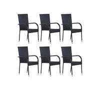 Lot de 6 chaise exterieur empilable non pliable H. 95 cm en resine tressee noir