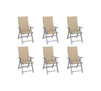 Lot de 8 Chaises Inclinables de Jardin avec Coussins Siège Gris Acacia vidaXL