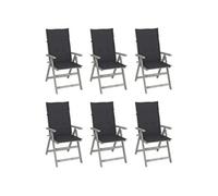 Lot de 6 chaise exterieur non pliable en acacia H. 111 cm gris