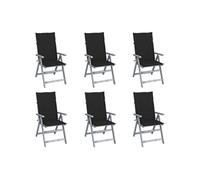 Lot de 6 chaise exterieur non pliable en acacia H. 111 cm gris