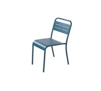 Concept Usine - Lot de 6 chaises de jardin BERGAME bleu - Métal empilables, anti-UV, waterproof