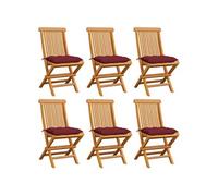 Lot de 2 Chaises de Jardin avec Coussins Siège Gris Bois de Teck Massif vidaXL