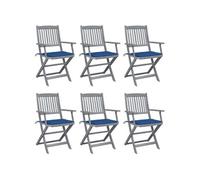 Vidaxl Chaises Pliables D'extérieur 6 Pcs Avec Coussins Bois D'acacia