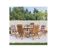 Lot de 6 chaise exterieur pliable H. 104 cm en teck marron