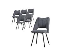ML-Design Lot de 6 Chaises de Salle à Manger Gris, Assise en Polyester, Chaise Rembourrées avec Dossier et Pieds Métalliques Noirs, Fauteuils Modernes pour Bureau Salon Cuisine, Matériel de Montage