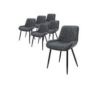 ML-Design Lot de 6 Chaises de Salle à Manger, avec Dossier et Accoudoirs, Anthracite, Assise en Simili PU, Pieds en Métal, Chaise Rembourrée de Cuisine Salon Bureau, Matériel de Montage Inclus
