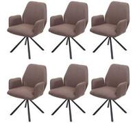 Lot de 6 chaises de salle à manger HWC-H71, chaise de cuisine, tissu/textile acier brun