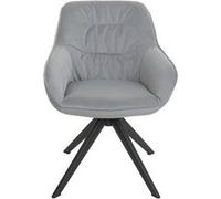 Lot de 6 chaises de salle à manger HWC-K28, chaise de cuisine rembourrée Chaise avec accoudoirs, pivotante, métal tissu/textile gris clair