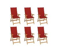 Chaises De Jardin 6 Pcs Avec Coussins Rouge Bois De Teck Vidaxl Vidaxl
