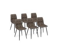 IDMarket Lot de 6 chaises MILA PU marron vintage pour salle à manger
