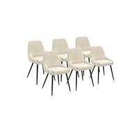 IDMarket - Lot de 6 chaises THALYA en velours avec accoudoirs - Beige